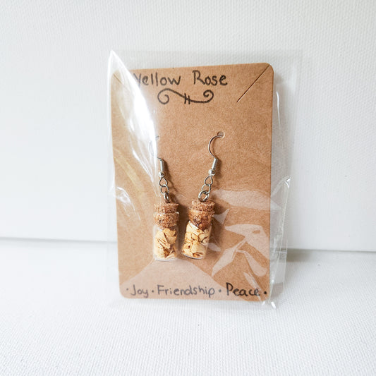 Yellow Rose Dried Flower Earrings