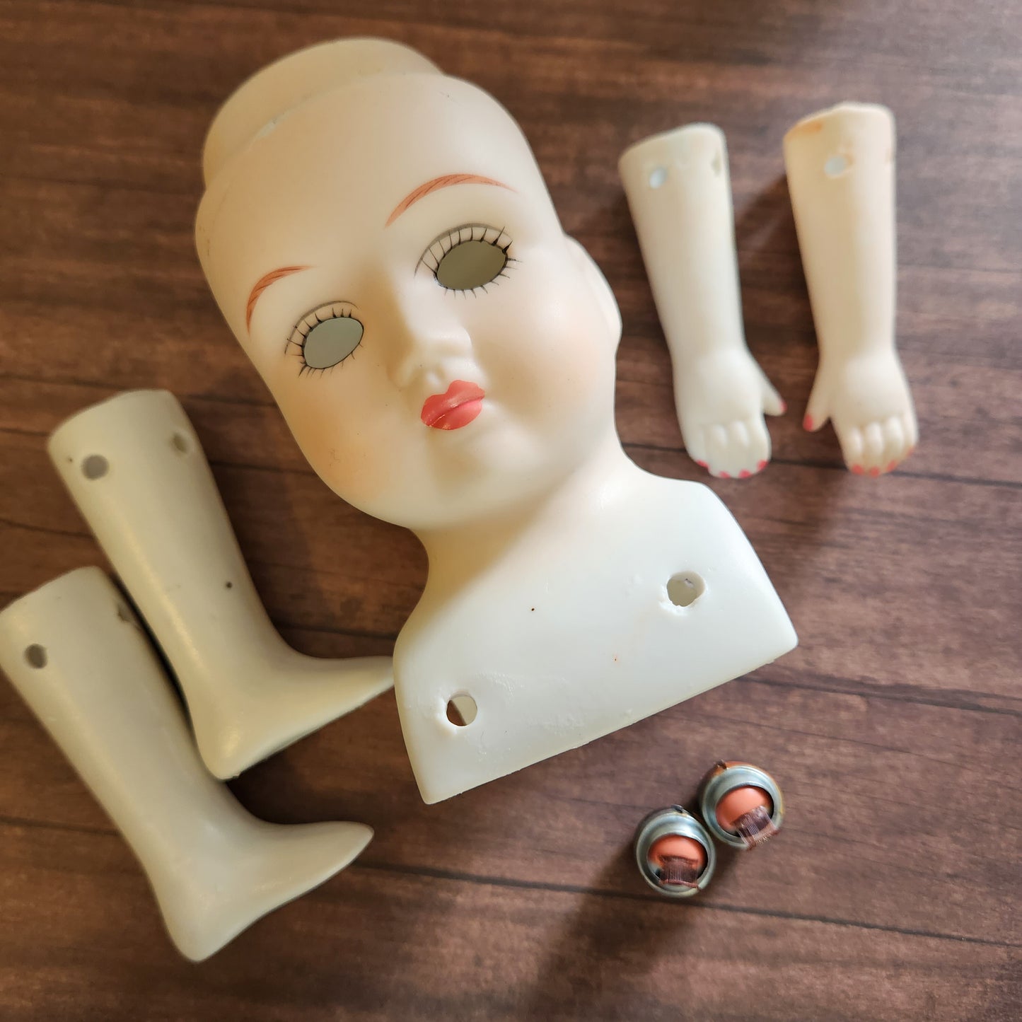 Cracked Bisque Doll Bust, Arms, Legs, and Eyes Set #2