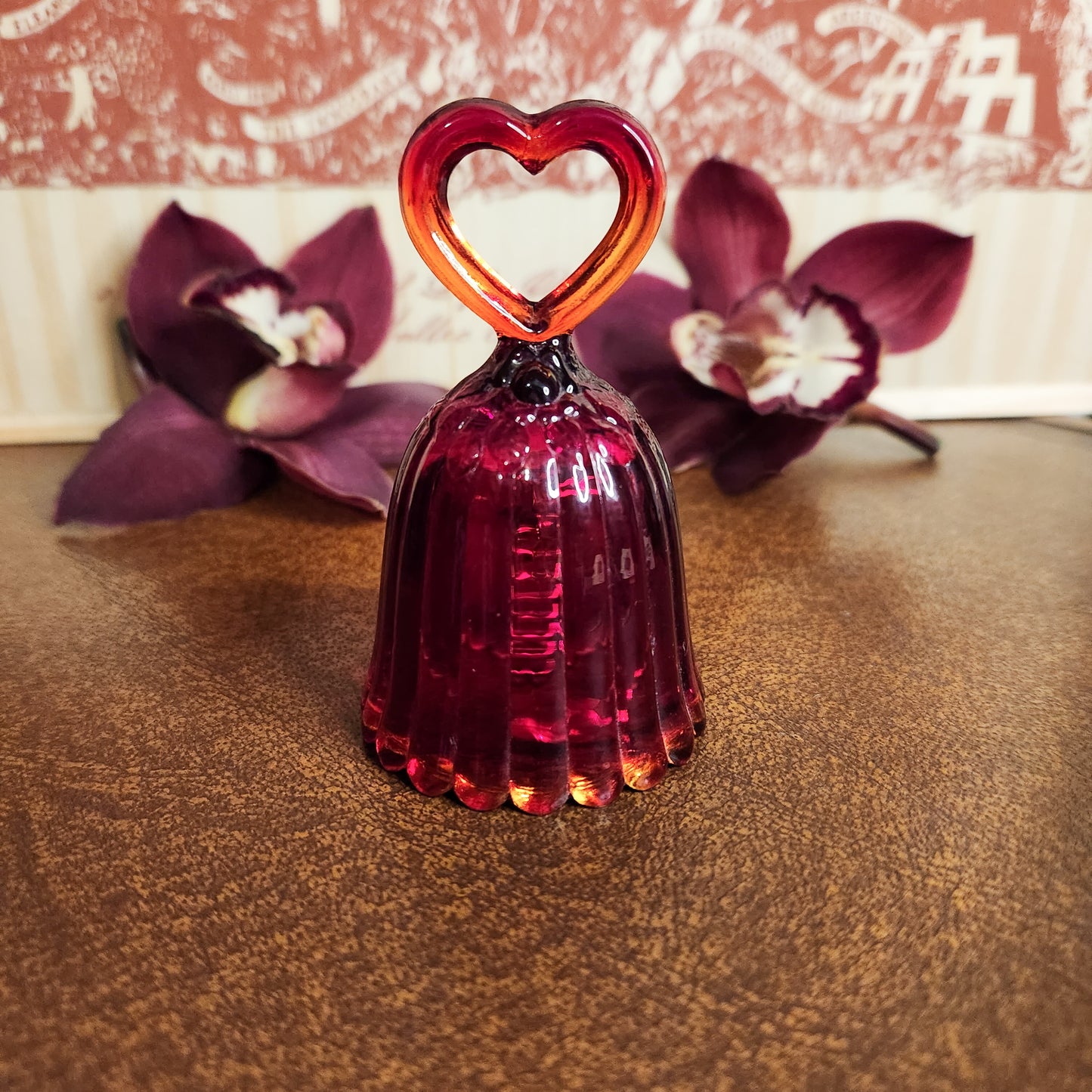Mini Vintage Glass Bell: Red & Orange