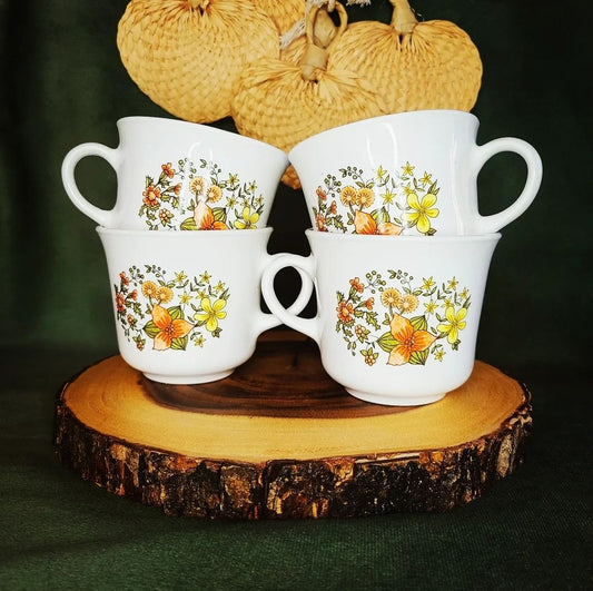 Vintage Floral Tea Cup Set of 4